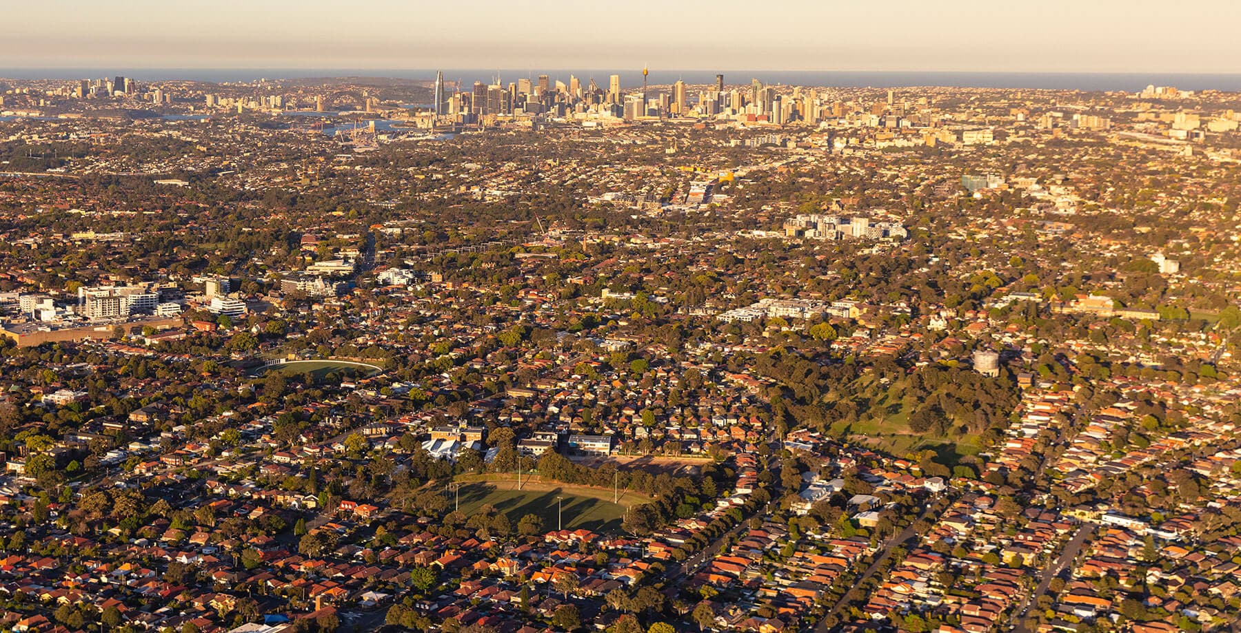 Panorma arial shot of location